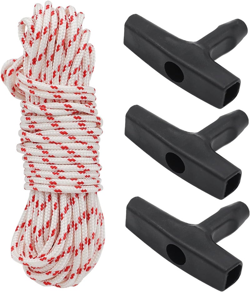 Opzour 3Pcs Starter Handle with 10m Recoil Pull Cord, 3.0mm Starter Rope and Recoil Handle Fit for Stihl, Homelite, Craftsman, Poulan, Husqvarna, Echo, Lawn Mowers, String Trimmers, Chainsaws, Weed Eaters - Image 1